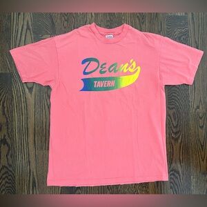 Vintage Late 80s Single Stitch Deans Tavern Pride Salmon Peach Shirt USA XL